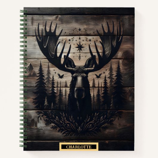 Majestueuze eland omgeven door wildernis en sterre notitieboek (Voorkant)