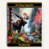 Majestueuze eland staat in de buurt van een levend notitieboek (Voorkant)