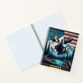 Majestueuze eland tegen een serene alpine achtergr notitieboek