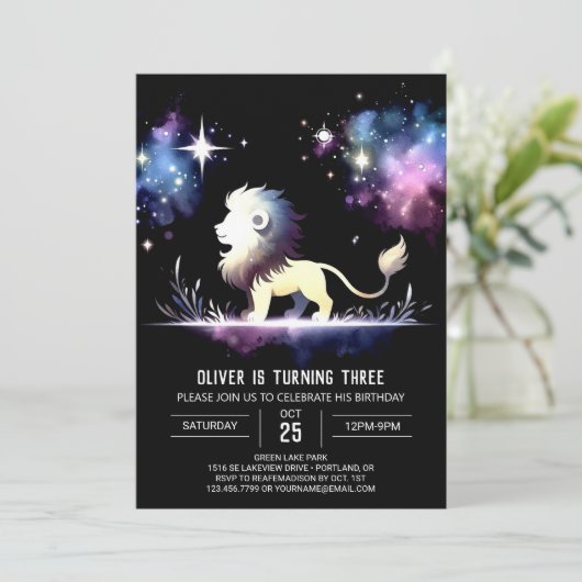 Majestueuze elegante leeuwenverjaardag kaart (Staand voorkant)