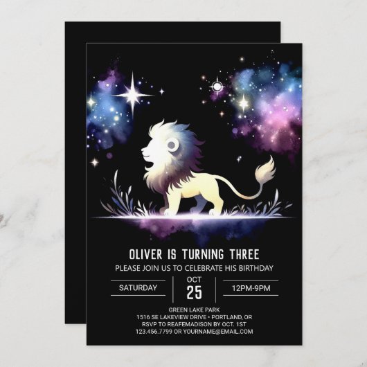 Majestueuze elegante leeuwenverjaardag kaart (Voorkant / Achterkant)