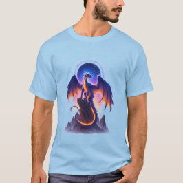 Majestueuze fantasie draak op berg t-shirt
