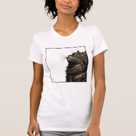 Majestueuze Fluffy Kat Groene Ogen Portret T-shirt