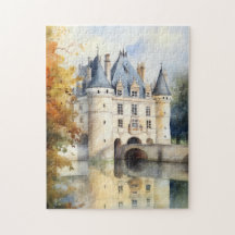 Majestueuze Franse kasteel Waterverf puzzel