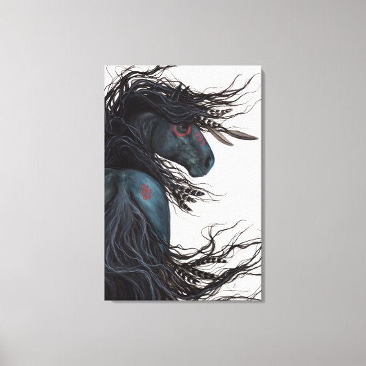 Majestueuze Friese Paard van Bihrle Canvas Afdruk (Voorkant)