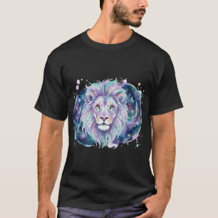 Majestueuze Galactische Leeuw Waterverf T-Shirt