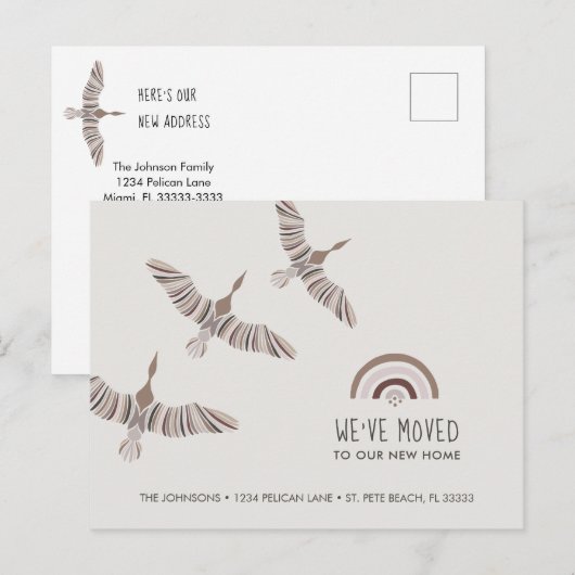 Majestueuze Ganzen We Zijn Verhuisd Naar Ons Nieuw Aankondigingskaart (Voorkant / Achterkant)