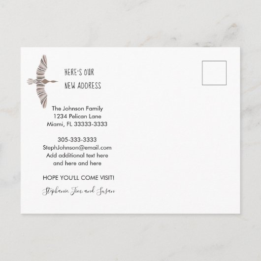 Majestueuze Ganzen We Zijn Verhuisd Naar Ons Nieuw Aankondigingskaart (Achterkant)