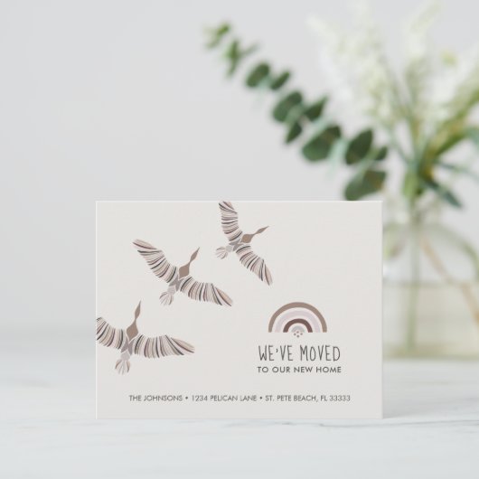 Majestueuze Ganzen We Zijn Verhuisd Naar Ons Nieuw Aankondigingskaart (Staand voorkant)