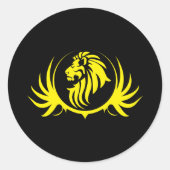Majestueuze gele leeuwenkop ronde sticker (Voorkant)