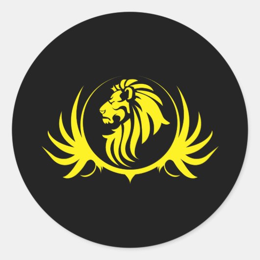 Majestueuze gele leeuwenkop ronde sticker (Voorkant)