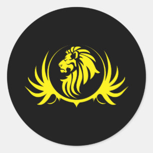 Majestueuze gele leeuwenkop ronde sticker