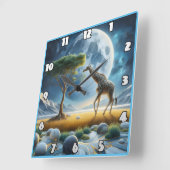 Majestueuze giraf die onder de maanverlichte hemel vierkante klok (Hoek)