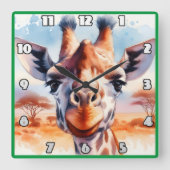 Majestueuze giraf die over de Afrikaanse savanne s Vierkante Klok (Voorkant)