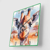 Majestueuze giraf die over de Afrikaanse savanne s Vierkante Klok (Hoek)