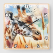 Majestueuze giraf die over de Afrikaanse savanne s Vierkante Klok (Voorkant)