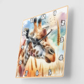 Majestueuze giraf die over de Afrikaanse savanne s Vierkante Klok (Hoek)