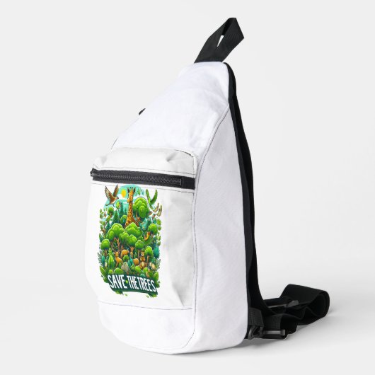 Majestueuze Giraffe in Forest Harmony Sling Bag (Rechterhoek)