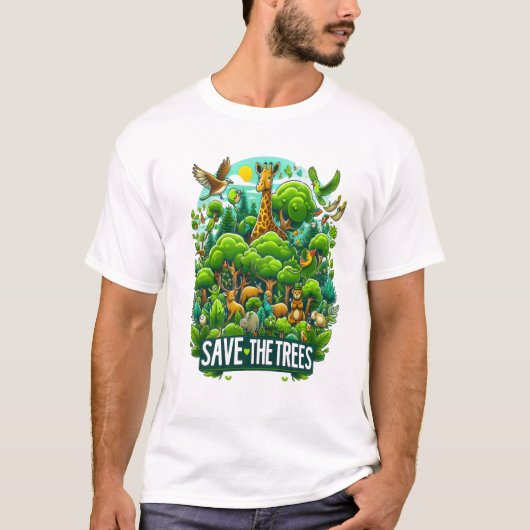 Majestueuze Giraffe in Forest Harmony T-shirt (Voorkant)