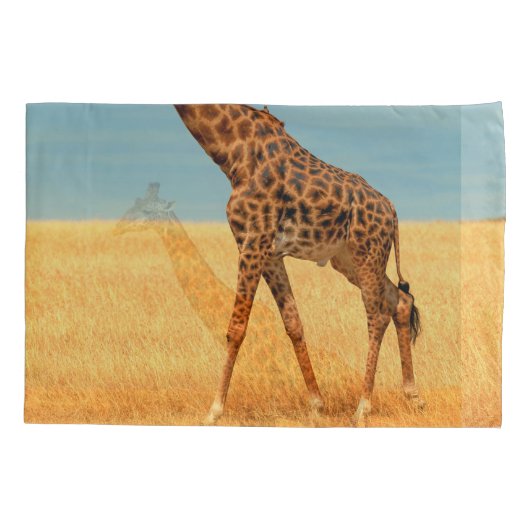 Majestueuze Giraffe: Masai Mara Dry Seizoen Kussensloop (Achterkant)