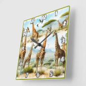 Majestueuze giraffen grazen onder de Afrikaanse zo Vierkante Klok (Hoek)