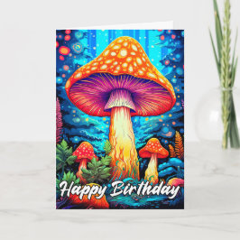 Majestueuze gloeiende bos paddestoel illustratie kaart