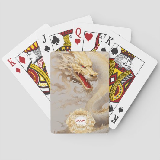 Majestueuze Golden Dragon en Ivoor Pokerkaarten (Achterkant)