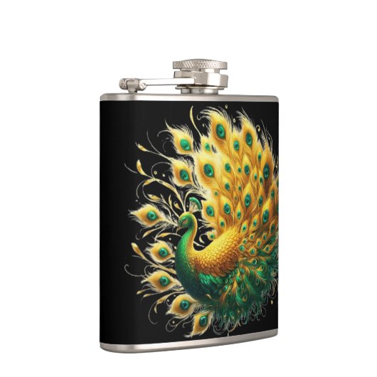 Majestueuze Golden Peacock Elegance Heupfles (Rechts)