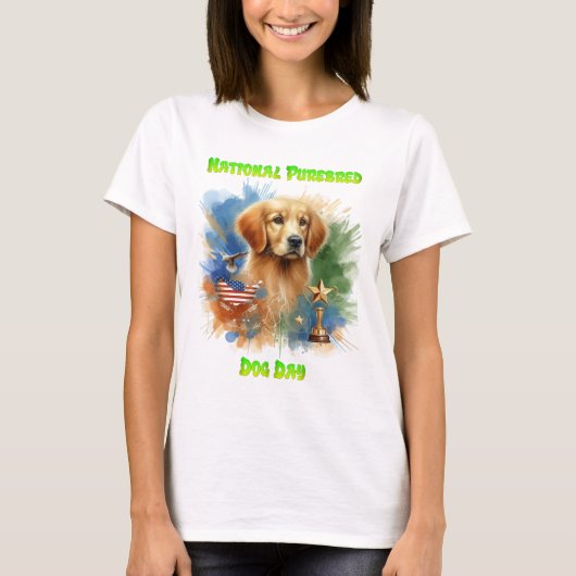 Majestueuze Golden Retriever met trofee en sterren T-shirt (Voorkant)
