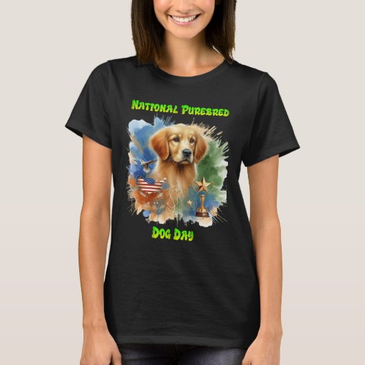 Majestueuze Golden Retriever met trofee en sterren T-shirt (Voorkant)