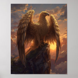 Majestueuze Gouden Adelaar Fantasy – Mythische Fen Poster