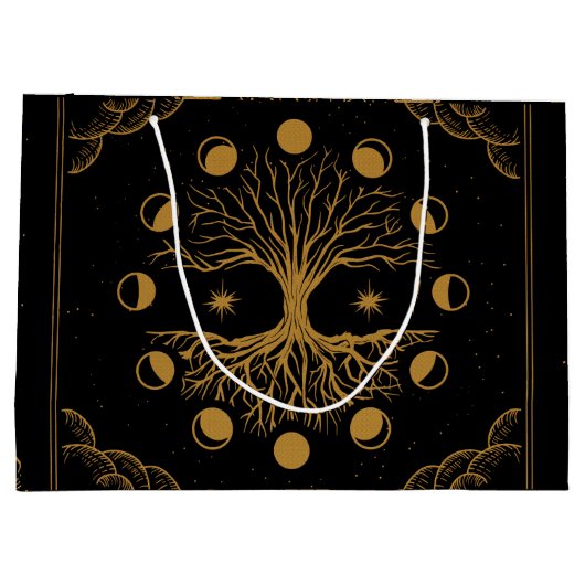 Majestueuze gouden boom van het leven groot cadeauzakje (Achterkant)