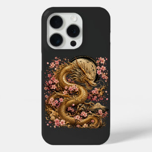 Majestueuze Gouden Draak Fantasy iPhone 15 Pro Hoe Case