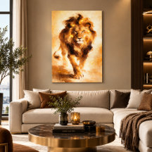 Majestueuze Gouden Leeuw Abstract Schilderij Luxe