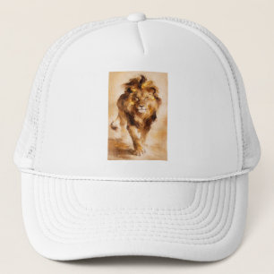 Majestueuze Gouden Leeuw Abstract Schilderij Luxe  Trucker Pet