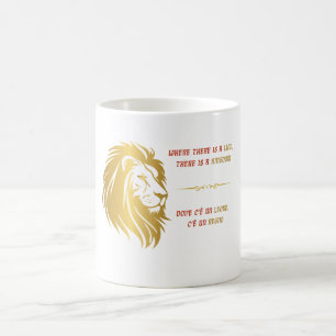 majestueuze gouden leeuw koffiemok