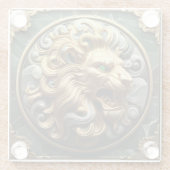 Majestueuze gouden leeuw met tijdloos ontwerp glazen onderzetter (Achterkant)