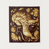 Majestueuze Gouden Leeuw Wandkleed (Voorkant)
