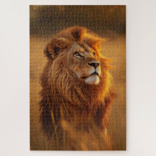 Majestueuze Gouden Leeuw Zonsondergang Puzzel
