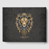 Majestueuze gouden leeuwenkop met zwarte manen. gastenboek (Achterkant)