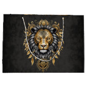 Majestueuze gouden leeuwenkop met zwarte manen. groot cadeauzakje (Achterkant)