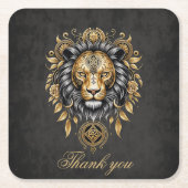 Majestueuze gouden leeuwenkop met zwarte manen. kartonnen onderzetters (Voorkant)