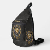 Majestueuze gouden leeuwenkop met zwarte manen. sling bag (Rechterhoek)