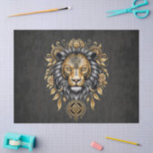 Majestueuze gouden leeuwenkop met zwarte manen. tissuepapier (Craft)