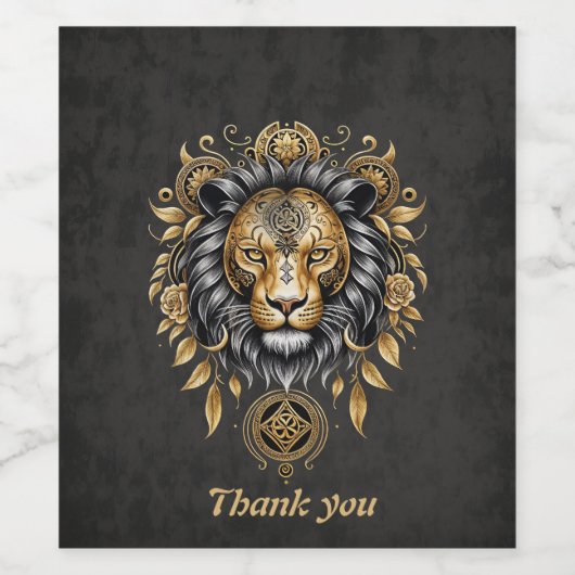 Majestueuze gouden leeuwenkop met zwarte manen. wijn etiket (Enkel label)