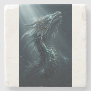 Majestueuze Gouden Schub Zeedraak - Diepzee Guar Stenen Onderzetter