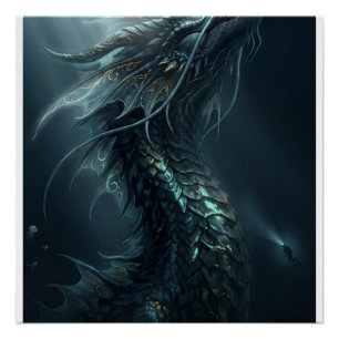 Majestueuze Gouden Schubben Zeedraak - Diepzee Gua Perfect Poster
