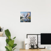 Majestueuze Great Egret in rustige wetlands Poster (Thuiskantoor)