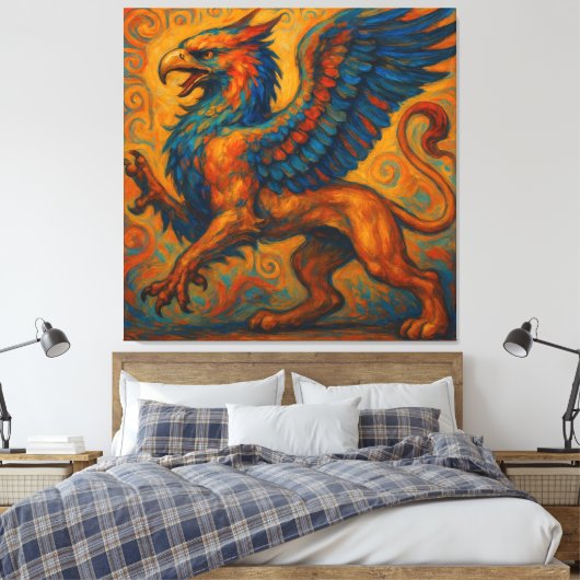 Majestueuze Griffioen van het Oude Griekenland Canvas Afdruk (Insitu (Slaapkamer))