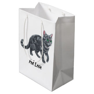 Majestueuze grijze tabbykat met groene ogen illust medium cadeauzakje